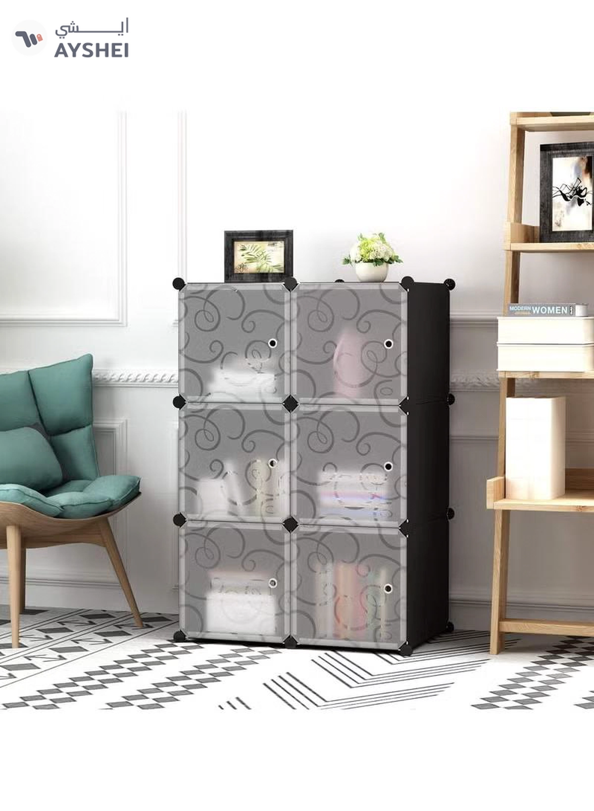 DubaiGallery 6 Cube Double Plastic Modular Storage Closet Organizer Cabinet Shoe Rack Cabinet Cube-2-2