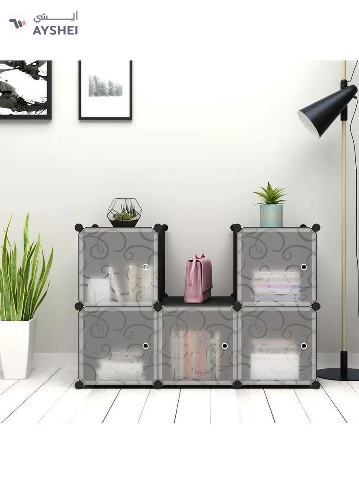 DubaiGallery 6 Cube Double Plastic Modular Storage Closet Organizer Cabinet Shoe Rack Cabinet Cube-1-1
