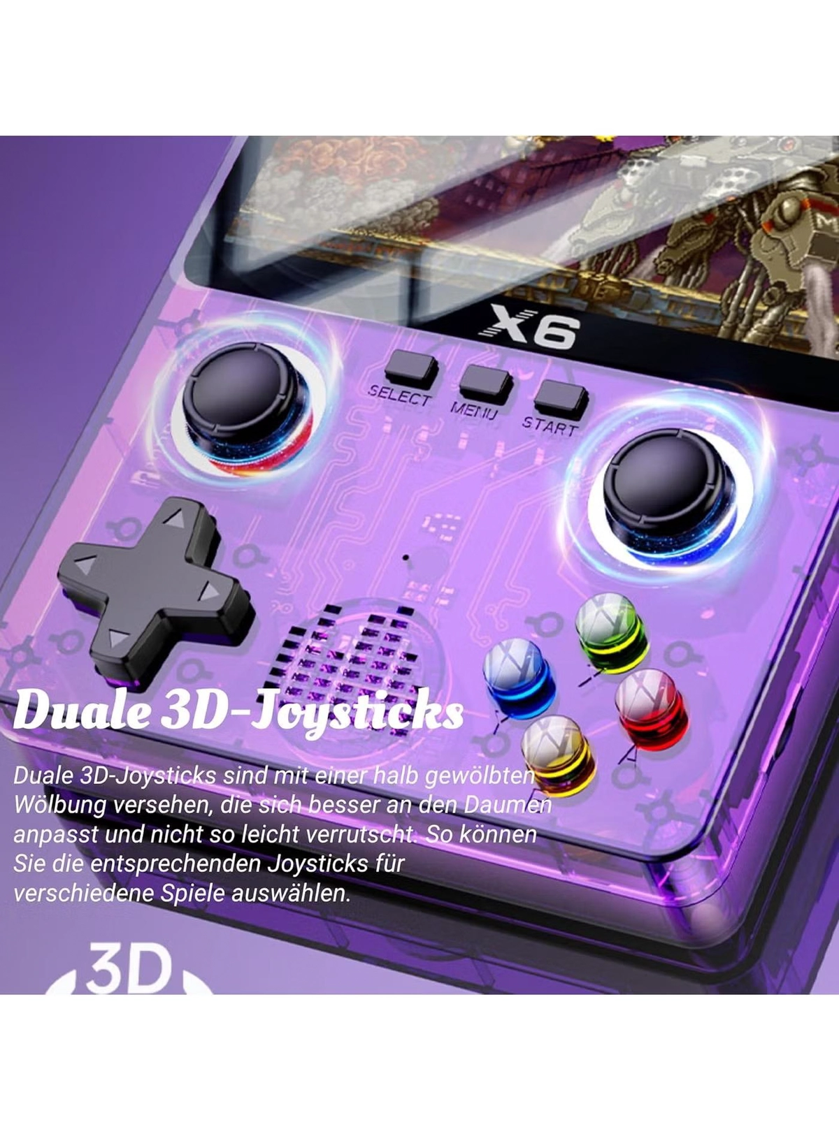 X6 HD Handheld Game Console - Portable Retro Gaming Console, Mini X6 Handheld with 32GB Storage, Built-In Classic Games, Long Battery Life, Perfect for On-the-Go Entertainment (White)-2-2