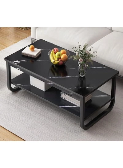 DubaiGallery Effect Coffee Table, 2-Tier Side Table End Table, Space Saving Sofa Table with Storage Shelf Small Dining Table for Living Room, Balcony, Kitchen-1