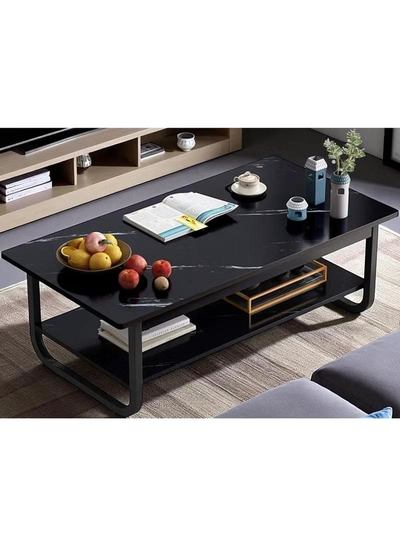 DubaiGallery Effect Coffee Table, 2-Tier Side Table End Table, Space Saving Sofa Table with Storage Shelf Small Dining Table for Living Room, Balcony, Kitchen-4