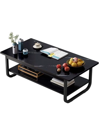 DubaiGallery Effect Coffee Table, 2-Tier Side Table End Table, Space Saving Sofa Table with Storage Shelf Small Dining Table for Living Room, Balcony, Kitchen-0