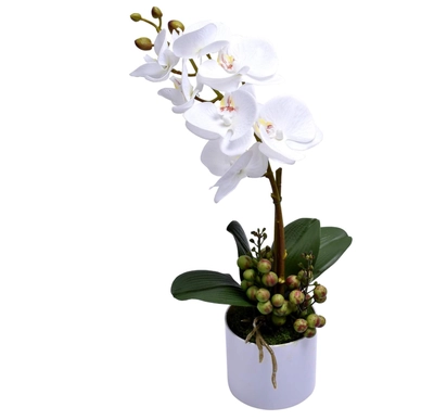 YATAI Real Touch Artificial Orchid Flowers In Plastic Pot With Moss Grass Arrangement-3