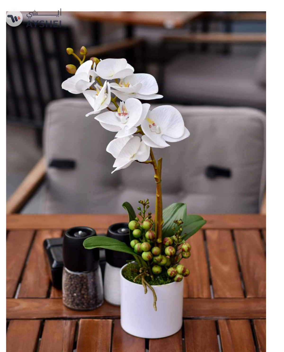 YATAI Real Touch Artificial Orchid Flowers In Plastic Pot With Moss Grass Arrangement-1-1