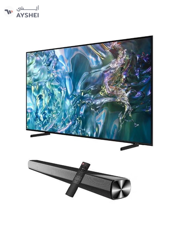 Samsung 85-Inch QLED 4K Q60D Tizen OS Smart TV with HDR10+, 4K Upscaling, AirSlim Design With 2.0 Channel Soundbar 30W, HDMI ARC, Bluetooth, USB, MP3, FM Station 85Q60D+SOUNDBAR Black