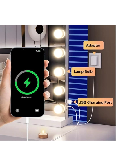 Joyelink Vanity Mirror with Lights Lighted Makeup Mirror with Dimmable LED Bulbs,3 Color Lighting Modes,USB Charging Port Touch Control,Sturdy Metal Frame Design,White (22.8"L x 18"W)-7