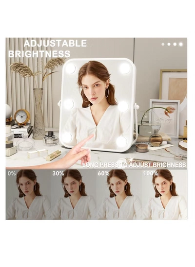 Joyelink Vanity Mirror with Lights Lighted Makeup Mirror with Dimmable LED Bulbs,3 Color Lighting Modes,USB Charging Port Touch Control,Sturdy Metal Frame Design,White (22.8"L x 18"W)-8