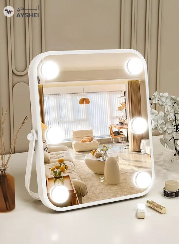 Joyelink Vanity Mirror with Lights Lighted Makeup Mirror with Dimmable LED Bulbs,3 Color Lighting Modes,USB Charging Port Touch Control,Sturdy Metal Frame Design,White (22.8"L x 18"W)