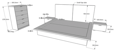 Denilia, Bed with 2 side tables & chest of drawers-4