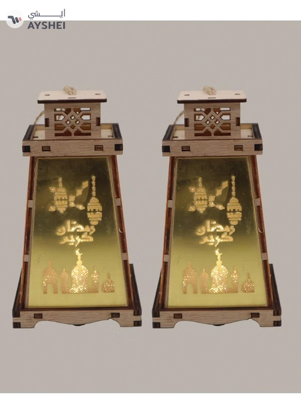 Yuwell 4 Pcs Wooden Ramadan Lantern Ramadan Mubarak Decoration Light Eid Decoration Lantern Lamp For Indoor And Outdoor Use Decoration Ramadan Light