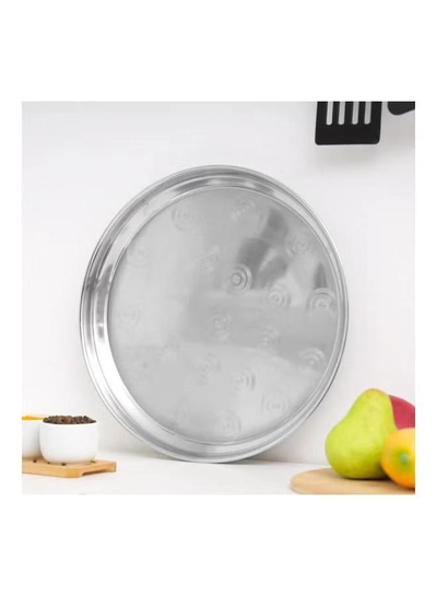 DELCASA Stainless Steel Round Serving Tray Silver 40cm-0