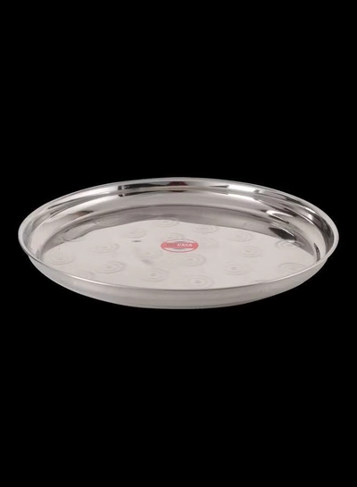 DELCASA Stainless Steel Round Serving Tray Silver 40cm-2