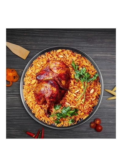 DELCASA Stainless Steel Round Serving Tray Silver 40cm-4