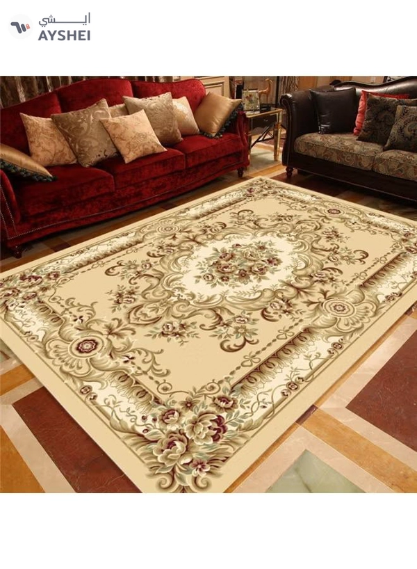 GOOTOY Warm Living Luxurious Printed Rectangular Anti-Slip Carpet Polypropylene Beige/Brown 140x200cm