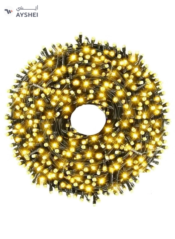 Yuwell 18 Meter 300 LED String Lights Decoration Lights Warm White Light 8 Modes Led Light Black Wire For Home Decorations Ramadan Lights Indoor & Outdoor Decoration Ramadan Decoration Light Diwali Lights Curtain Lights With 3-Pin UK Plug