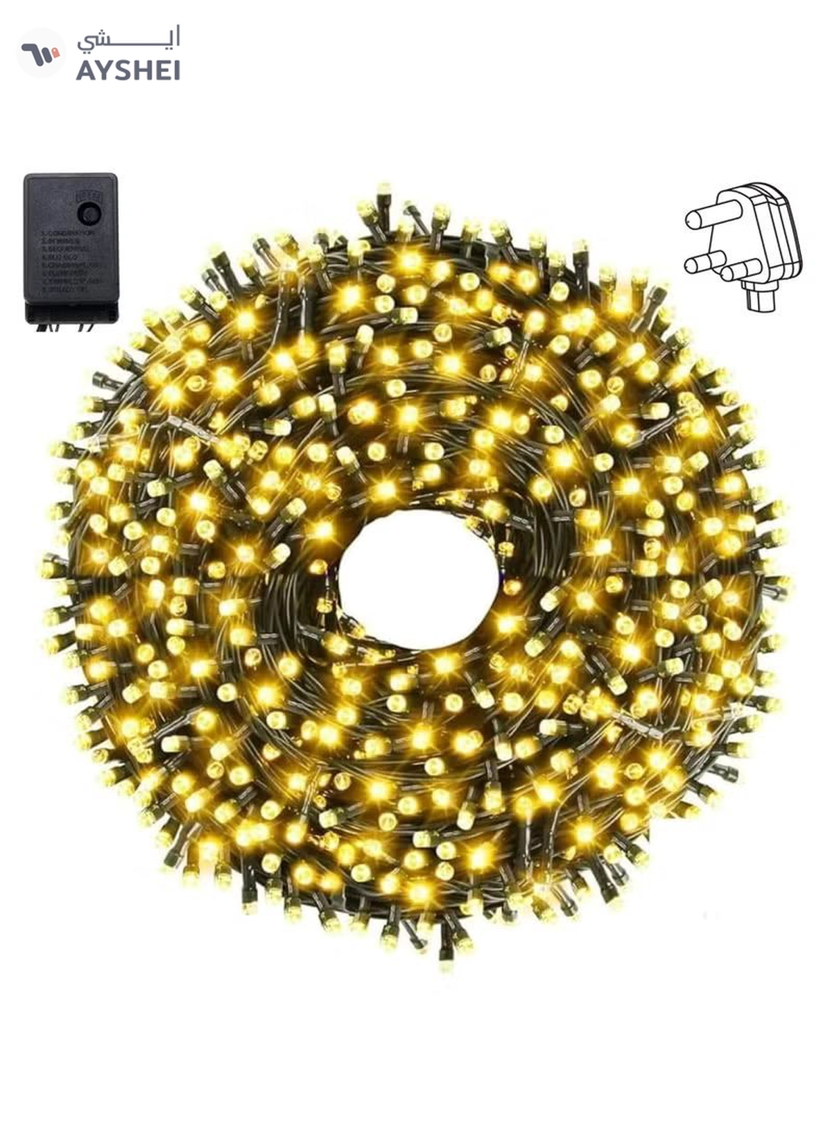 Yuwell 18 Meter 300 LED String Lights Decoration Lights Warm White Light 8 Modes Led Light Black Wire For Home Decorations Ramadan Lights Indoor & Outdoor Decoration Ramadan Decoration Light Diwali Lights Curtain Lights With 3-Pin UK Plug-1-1