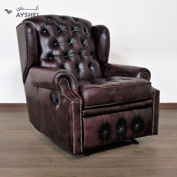 Minnesota Chesterfield Recliner, with genuine leather