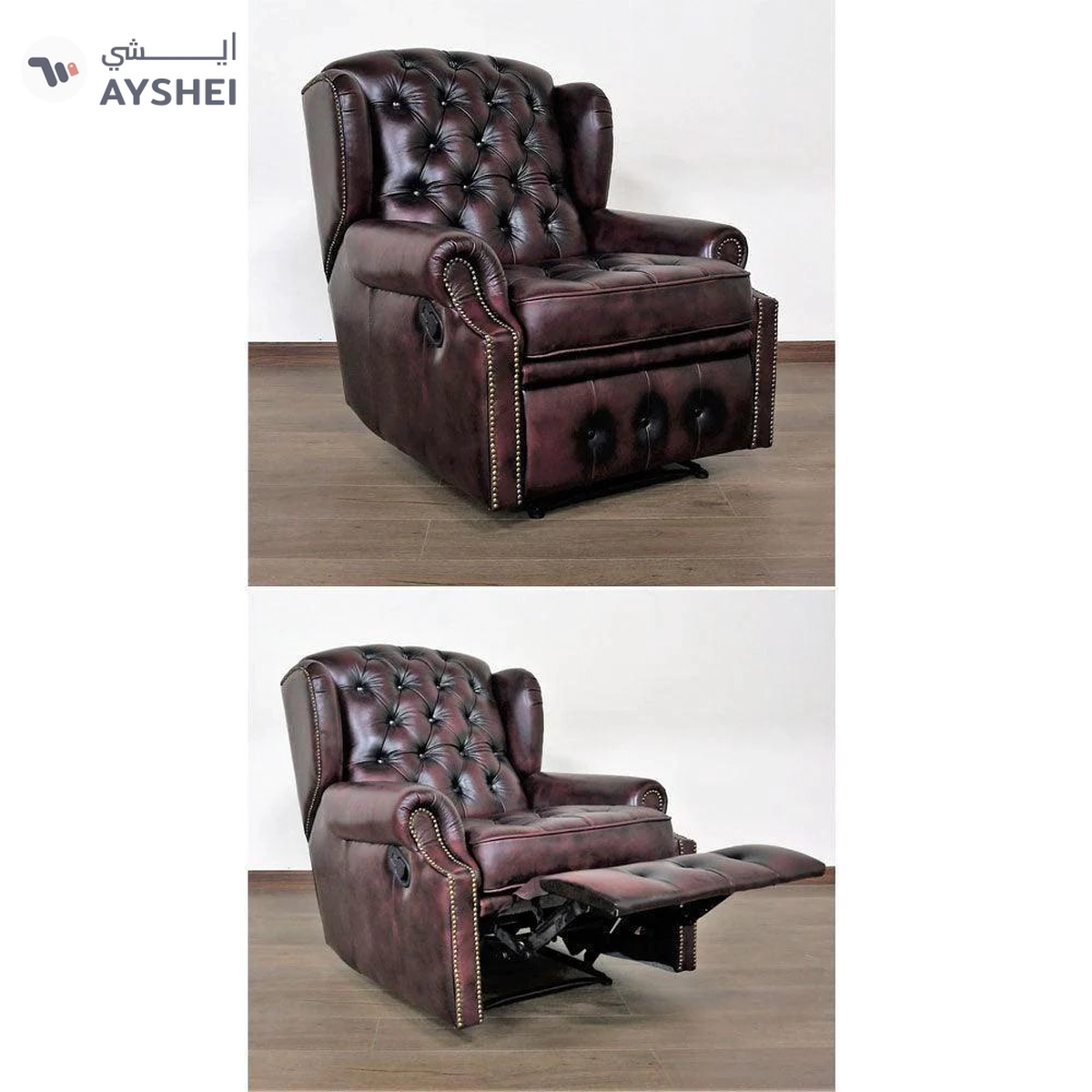 Minnesota Chesterfield Recliner, with genuine leather-2-2