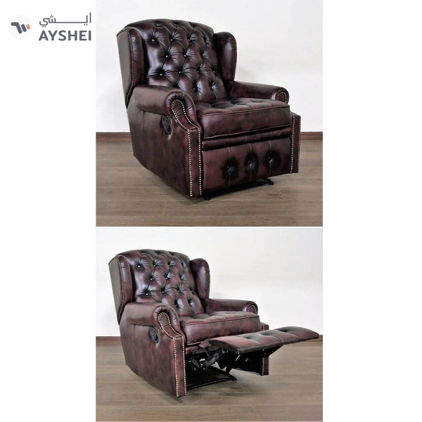 Minnesota Chesterfield Recliner, with genuine leather