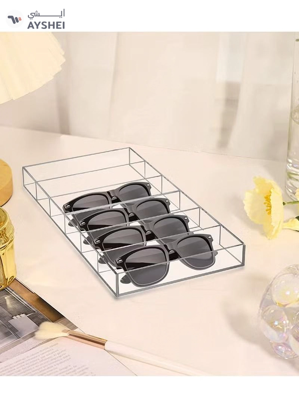 Eworld Pack of 2 Clear Acrylic Sunglasses Display Organizer 6 Slots Eyewear