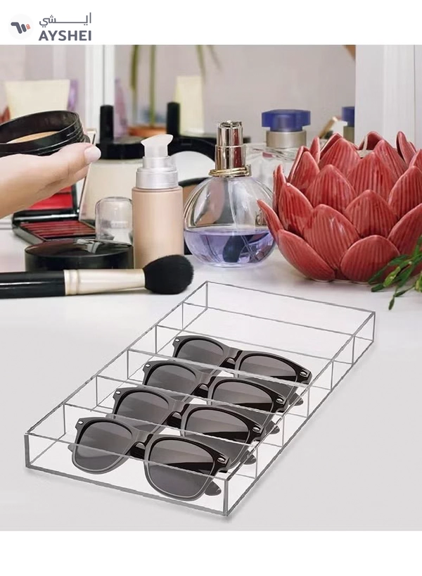 Eworld Pack of 2 Clear Acrylic Sunglasses Display Organizer 6 Slots Eyewear