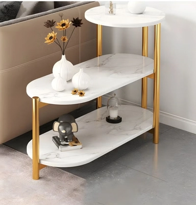 DubaiGallery Magic Home 3-layers Side table for living room sofa side Nordic simplicity coffee table flower stand iron and wooden home Multifunction decorative shelf Storage rack-0