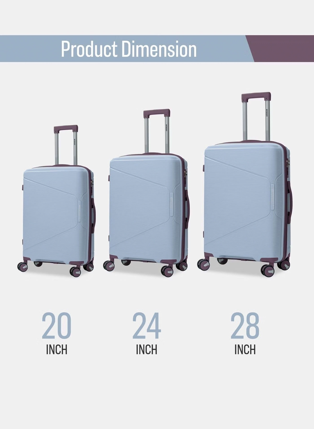 British Tourister 3 Piece Polypropylene Hard side Luggage Set with TSA Lock | Lightweight Spinner Suitcases with 360° Wheels | Durable Trolley Bags for Secure Travel (Small, Medium, Large) - Grey Blue-2-2