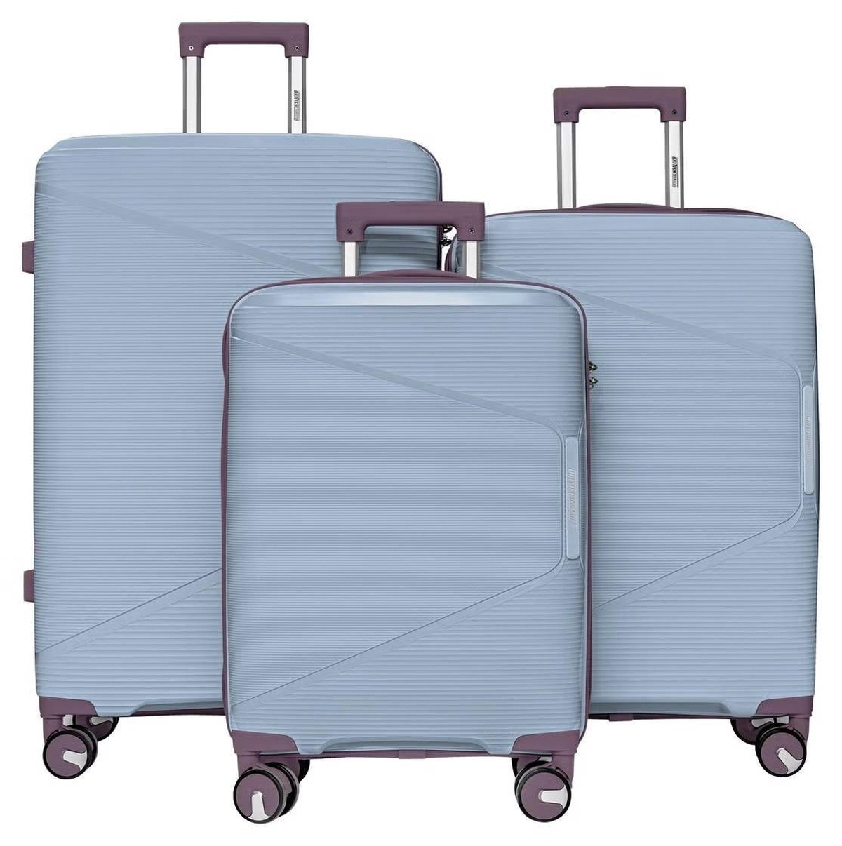 British Tourister 3 Piece Polypropylene Hard side Luggage Set with TSA Lock | Lightweight Spinner Suitcases with 360° Wheels | Durable Trolley Bags for Secure Travel (Small, Medium, Large) - Grey Blue-0-0