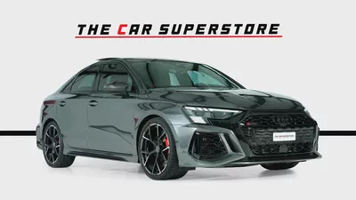 Audi RS3 Sedan-GCC-Daytona Grey Metallic Color-Full Leather Interior-Red Accents-Sports Exhaust-1