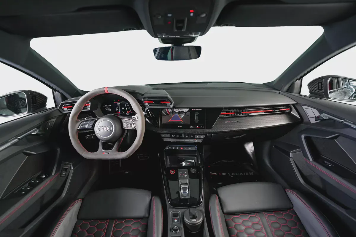 Audi RS3 Sedan-GCC-Daytona Grey Metallic Color-Full Leather Interior-Red Accents-Sports Exhaust-9-9
