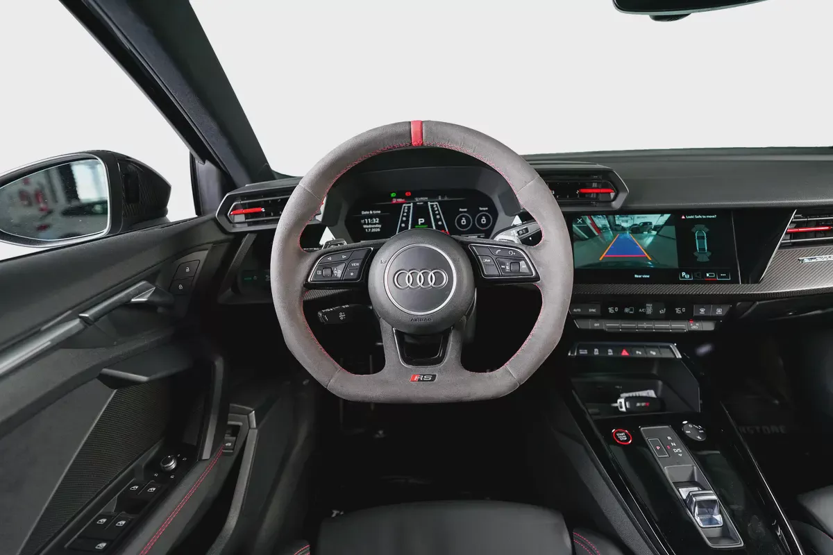 Audi RS3 Sedan-GCC-Daytona Grey Metallic Color-Full Leather Interior-Red Accents-Sports Exhaust-13-13