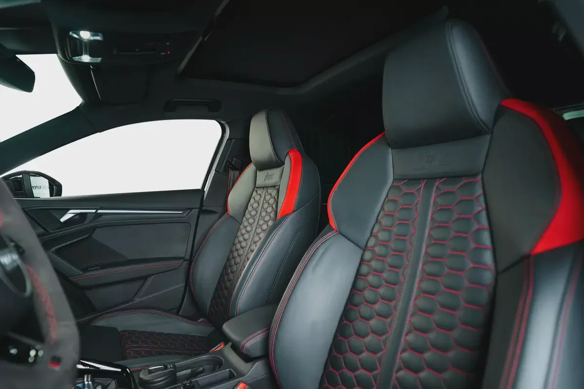 Audi RS3 Sedan-GCC-Daytona Grey Metallic Color-Full Leather Interior-Red Accents-Sports Exhaust-16-16