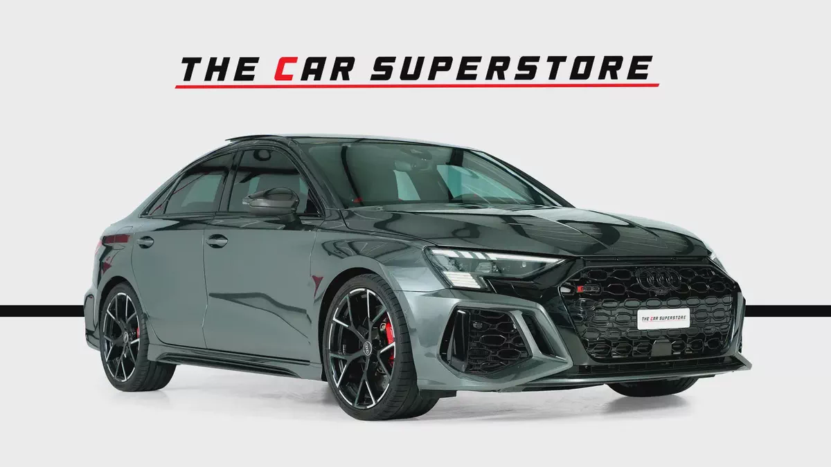 Audi RS3 Sedan-GCC-Daytona Grey Metallic Color-Full Leather Interior-Red Accents-Sports Exhaust-1-1