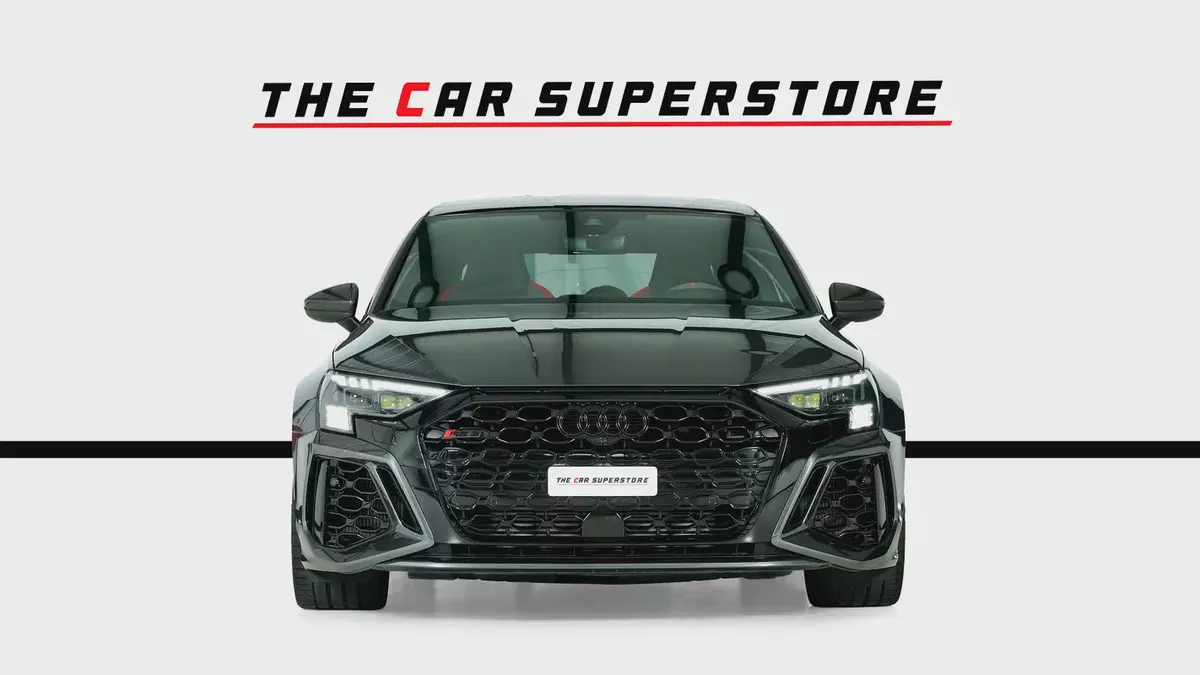 Audi RS3 Sedan-GCC-Daytona Grey Metallic Color-Full Leather Interior-Red Accents-Sports Exhaust-2-2