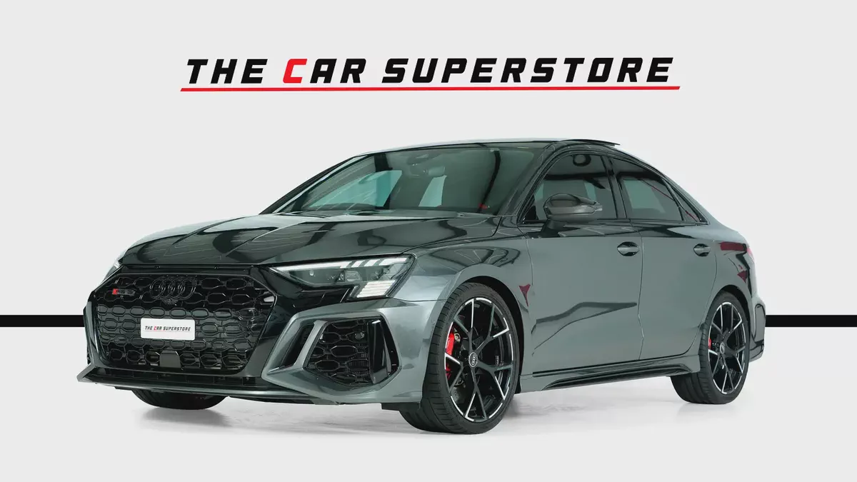 Audi RS3 Sedan-GCC-Daytona Grey Metallic Color-Full Leather Interior-Red Accents-Sports Exhaust-3-3