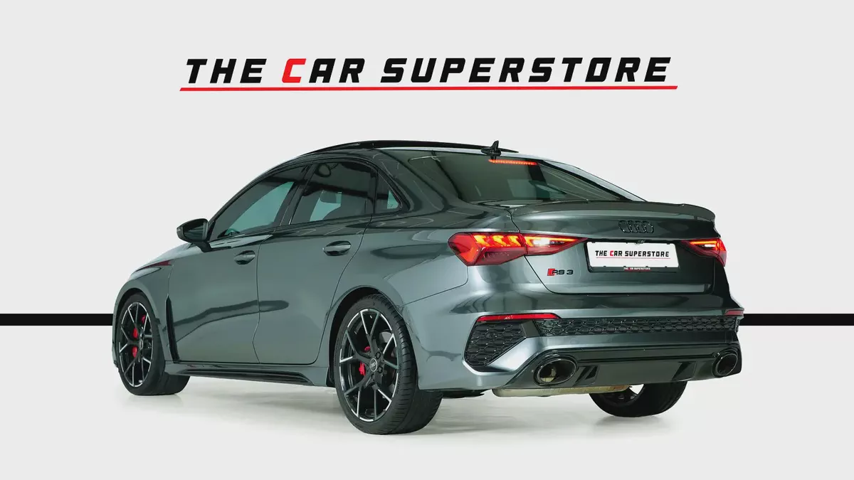 Audi RS3 Sedan-GCC-Daytona Grey Metallic Color-Full Leather Interior-Red Accents-Sports Exhaust-5-5