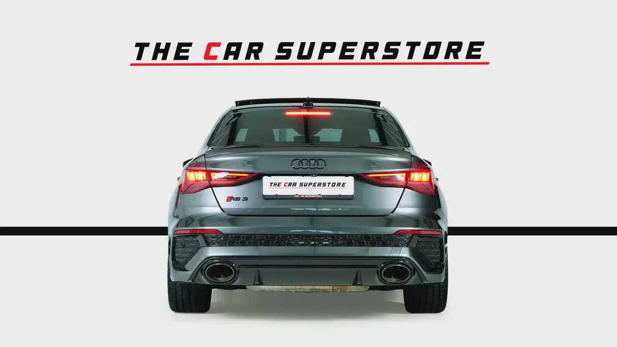 Audi RS3 Sedan-GCC-Daytona Grey Metallic Color-Full Leather Interior-Red Accents-Sports Exhaust-6-6