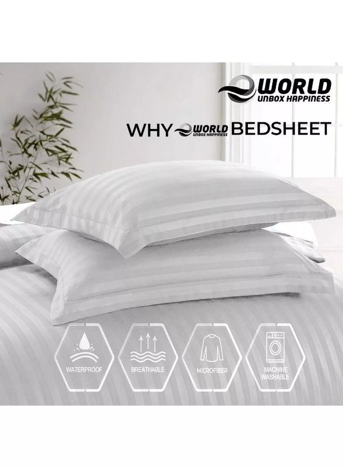 4-Piece Luxury King Size White Striped Bedding Set – Includes 1 Duvet Cover (220x240 cm), 1 Bedsheet (200x200 cm), and 2 Pillowcases (48x74+5 cm) for Ultimate Hotel-Inspired Sophistication-4-4
