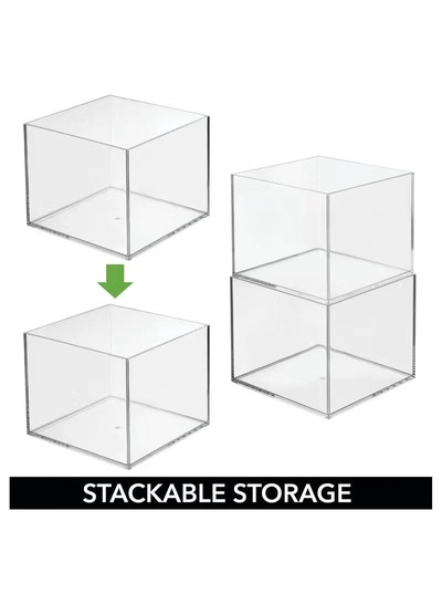 Eworld Set of 3 Clear Stackable Plastic Storage Containers, Perfect for Cabinets, Drawers, Desks-1
