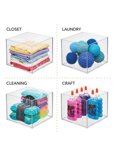 Eworld Set of 3 Clear Stackable Plastic Storage Containers, Perfect for Cabinets, Drawers, Desks-2