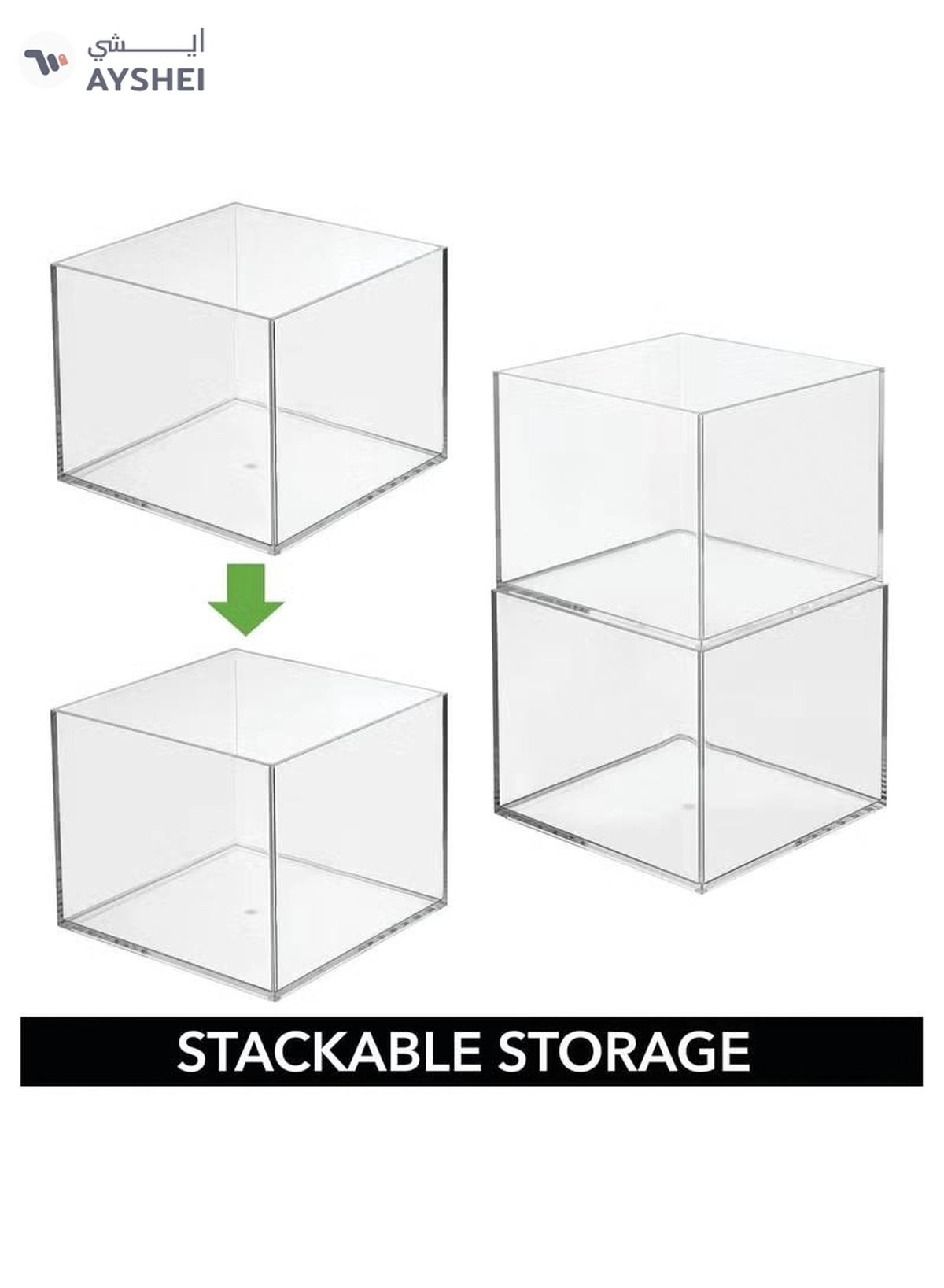 Eworld Set of 3 Clear Stackable Plastic Storage Containers, Perfect for Cabinets, Drawers, Desks-1-1