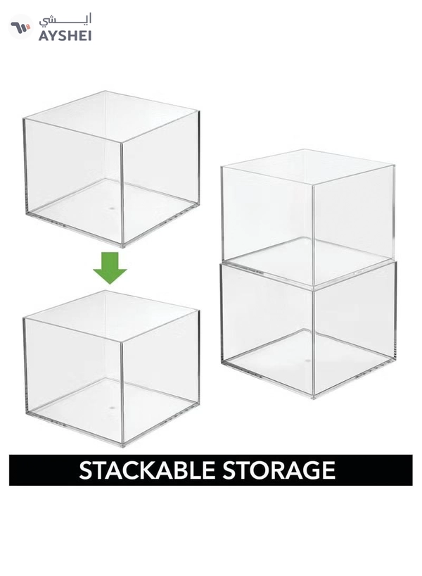 Eworld Set of 3 Clear Stackable Plastic Storage Containers, Perfect for Cabinets, Drawers, Desks