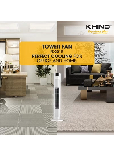 KHIND Tower Fan With Remote Control FD351R White-5