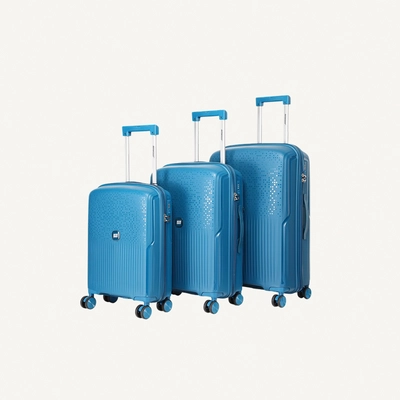 British Tourister 3 Piece Polypropylene Hard Side Spinner Luggage Trolley Set 20/24/28 Inch - Peacock Blue-0