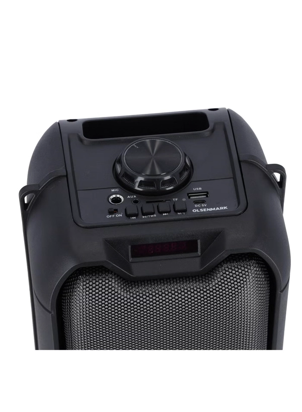 Olsenmark Bluetooth Party Speaker, Built-in Lights AUX FM USB TF Card 200W PMPO Party Speaker
