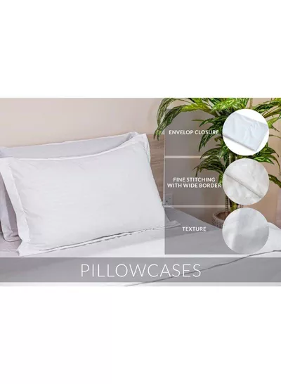 6-Piece Premium King Size Bedding Set, White Striped Design and High-Quality Cotton Hotel Luxury Bedsheet, Soft Quilt Cover and Pillowcases-2