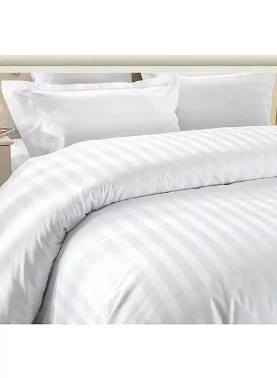 6-Piece Premium King Size Bedding Set, White Striped Design and High-Quality Cotton Hotel Luxury Bedsheet, Soft Quilt Cover and Pillowcases-3