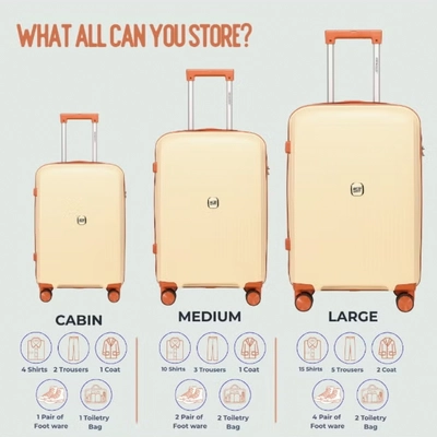 British Tourister 3 Piece Polypropylene Hard Side Spinner Luggage Trolley Set 20/24/28 Inch - Beige-7