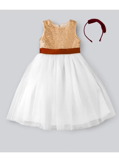  babyqlo Bow Detail Princess Party Dress White/Brown-0