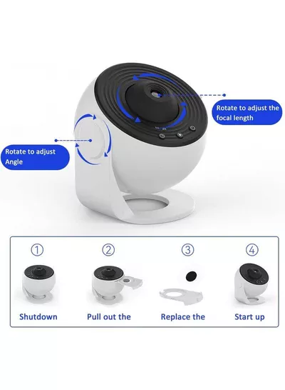 360 Degree Rotating Tabletop Star, Galaxy and Planetarium Projector Featuring Large Projection Area with 4K Replaceable 12 Discs, Ideal Night Light Show for Kids and Adults in White-4